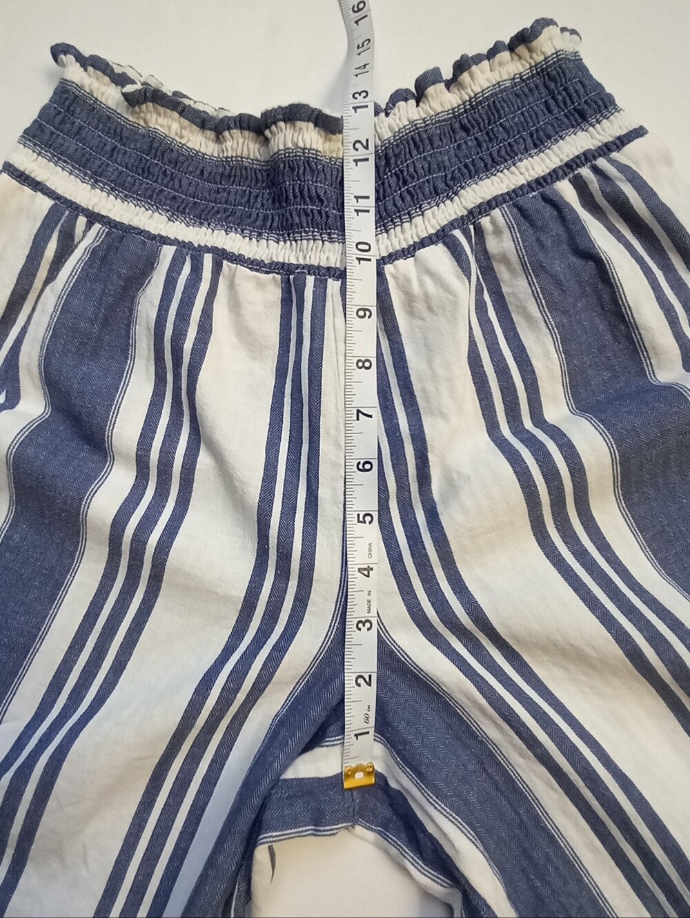 Skylar + Jade Linen Blend Wide Leg Cropped Pants Stripes Large Coastal Beach - Picture 9 of 13